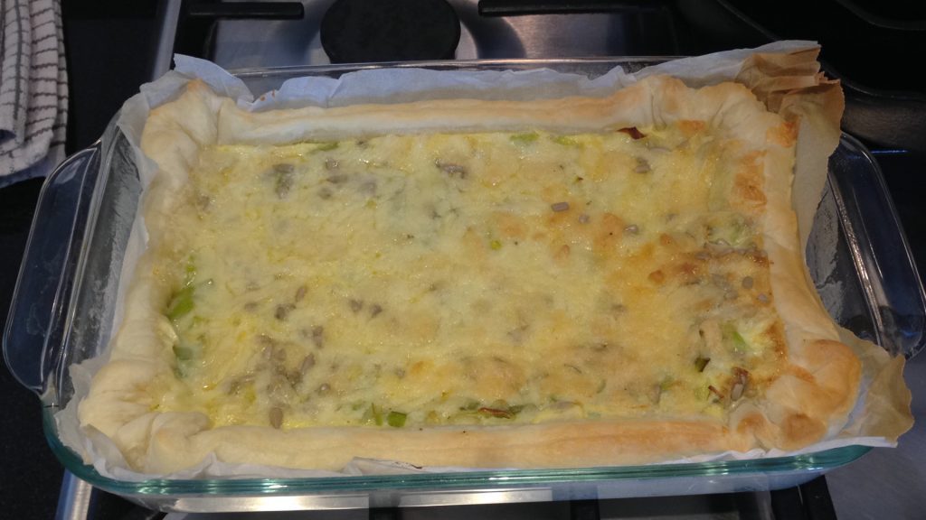 Savory pie, almost ready to eat